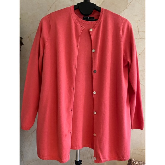 NWOT 2-Piece Salmon Knit Cardigan and Shirt Set XL - Picture 2 of 6